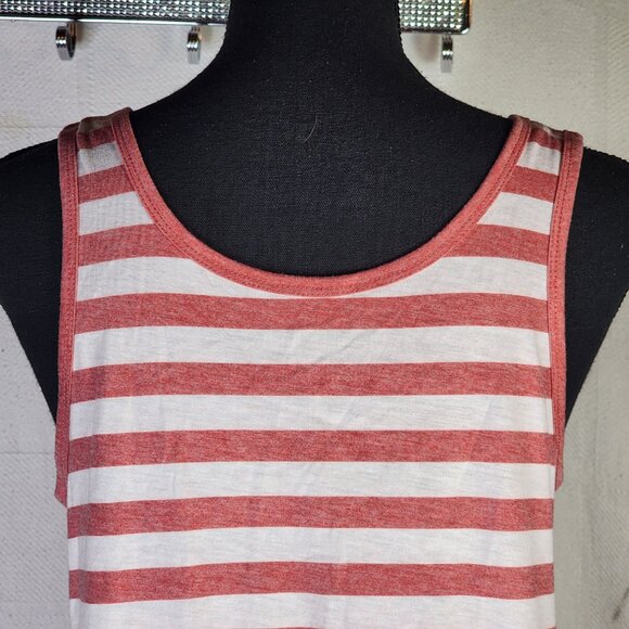 Fifth Sun Red White Stripe Blue Pocket with White Stars Poly Rayon Tank Top Sz L - Picture 14 of 16